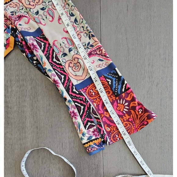 Susan Graver Multicolor Patchwork Liquid Knit Top 3/4 Split Sleeve 1XL Zipper - Picture 6 of 8